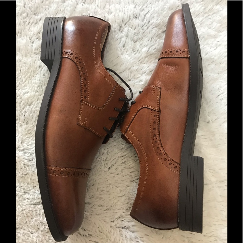 NEW wBox-COLE HAAN Tan Dustin Cap Brogue Oxford 11 - Picture 3 of 4